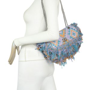 Canvas Handbag Stylish Fashionable Shoulder Bag with Chain Strap - Image 6