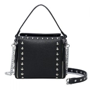Rivet Studded Small Shoulder Bag with Chain Strap