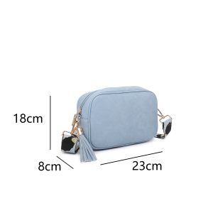 Tassel Charm Canvas Strap Small Camera Crossbody Bag - Image 4