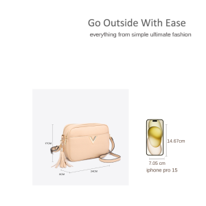 New Style V Crossbody Bag with Tassel Charm and Detachable Strap - Image 4