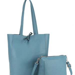 2in1 Set Large Tie Closure Tote with Small Pouch Messenger Bag - Image 1