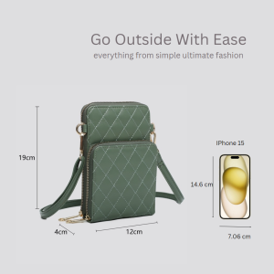 Quilted Pattern Smartphone Purse Wallet Crossbody Bag - Image 3