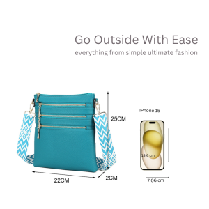 Triple Zip Lightweight Handbag Slim Messenger Crossbody Bag - Image 4
