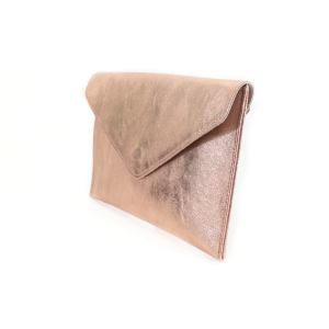 Shiny Envelope Real Leather Clutch with Long Chain Strap - Image 3