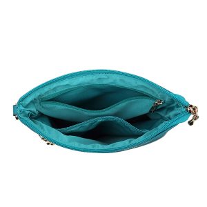 Triple Zip Lightweight Handbag Slim Messenger Crossbody Bag - Image 3