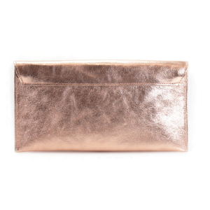 Shiny Envelope Real Leather Clutch with Long Chain Strap - Image 4