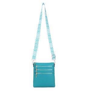 Triple Zip Lightweight Handbag Slim Messenger Crossbody Bag - Image 5