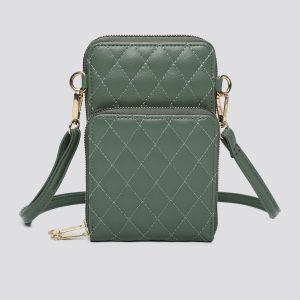 Quilted Pattern Smartphone Purse Wallet Crossbody Bag