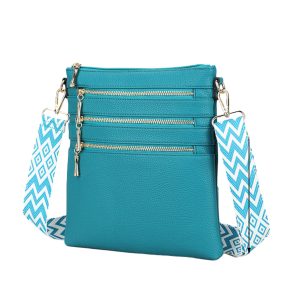 Triple Zip Lightweight Handbag Slim Messenger Crossbody Bag