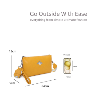 Bee Design Small Double Compartments Wristlet Purse Crossbody Bag - Image 4