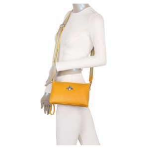 Bee Design Small Double Compartments Wristlet Purse Crossbody Bag - Image 6