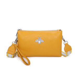 Bee Design Small Double Compartments Wristlet Purse Crossbody Bag