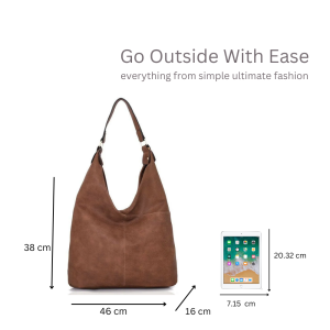 Soft PU Leather Slouchy Tote Multi-pockets Shoulder Bag - Image 2