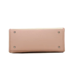 Trendy Leather Handles Large Canvas Chic Tote Handbag - Image 5