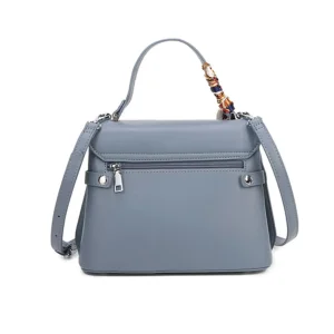 Floral Metal Clasp Decorative Scarf Satchel Handbag - Image 3