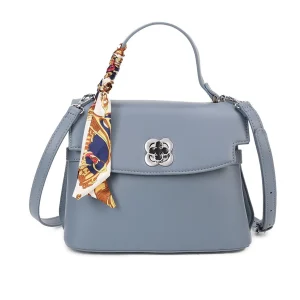 Floral Metal Clasp Decorative Scarf Satchel Handbag - Image 1