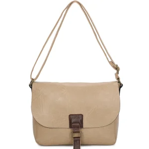 Buckle Front Flap Faux Leather Crossbody Shoulder Bag