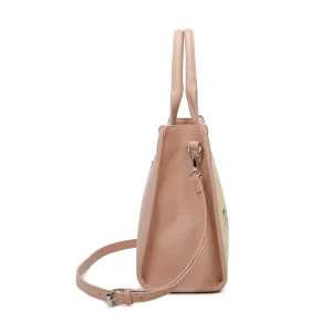 Trendy Leather Handles Large Canvas Chic Tote Handbag - Image 3
