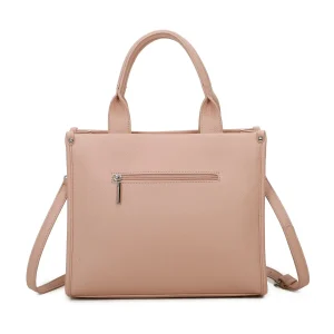 Trendy Leather Handles Large Canvas Chic Tote Handbag - Image 4