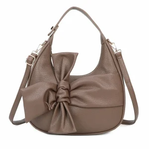 Elegant Bow Design Crescent Shoulder Tote Handbag
