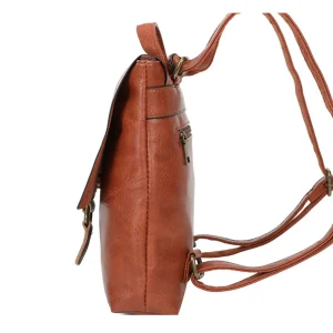Retro Style Buckle Closure Faux Leather Backpack - Image 4