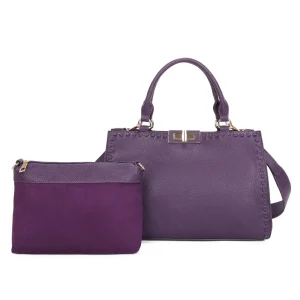 Structured 2n1 Shoulder Handbag with Matching Clutch - Image 1