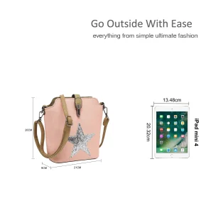Star Design Embellished Canvas Crossbody Shoulder Bag - Image 2