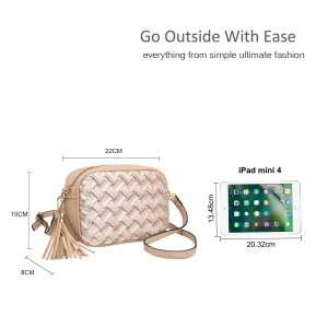 Handwoven Tassel Accent Crossbody Shoulder Handbag - Image 2