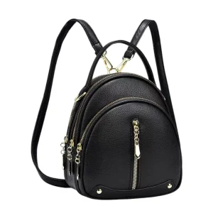 Casual Multiple Zippers Travel Bag Mini Backpack Purse - Image 1