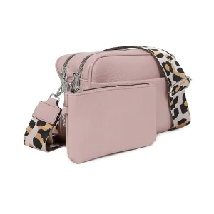 Vegan Leather Crossbody Bag Removable Pouch