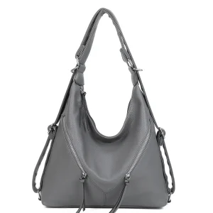 Stylish Faux Leather Large Convertible Shoulder Backpack - Image 1