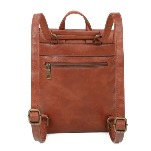 Retro Style Buckle Closure Faux Leather Backpack - Image 5
