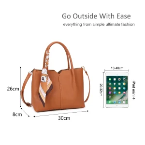 Detachable Scarf Removable Pouch Magdot Tote Handbag - Image 2