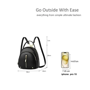 Casual Multiple Zippers Travel Bag Mini Backpack Purse - Image 2