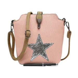 Star Design Embellished Canvas Crossbody Shoulder Bag - Image 1