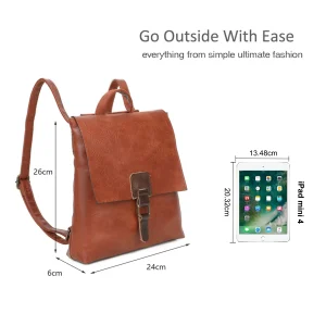 Retro Style Buckle Closure Faux Leather Backpack - Image 2