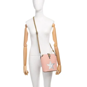 Star Design Embellished Canvas Crossbody Shoulder Bag - Image 5