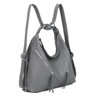 Stylish Faux Leather Large Convertible Shoulder Backpack - Image 3