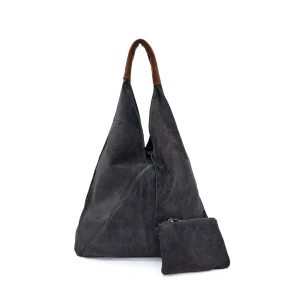 Drawstring Slouchy Suede Hobo Shoulder Bag with Purse