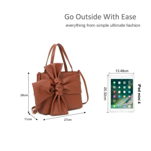 Large Bow Design Crossbody Shoulder Tote Handbag - Image 2