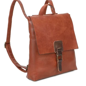 Retro Style Buckle Closure Faux Leather Backpack - Image 3
