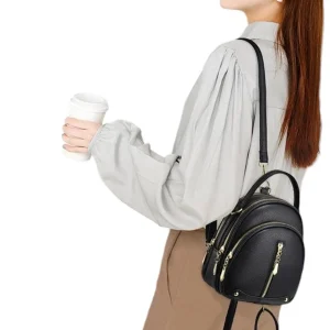 Casual Multiple Zippers Travel Bag Mini Backpack Purse - Image 5