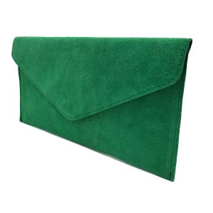 Genuine Italian Suede Envelope Style Cluth Bag Purse Flat Messenger Handbag - Image 3
