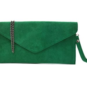 Genuine Italian Suede Envelope Style Cluth Bag Purse Flat Messenger Handbag - Image 1
