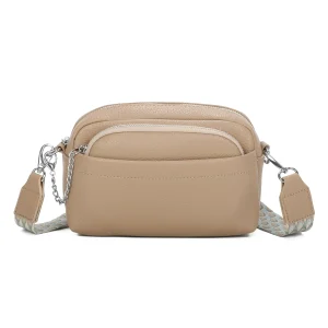 Faux Leather Crossbody Bag with Front Pocket Pouch - Image 3