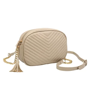 Chain Strap Chevron Quilted Crossbody Shoulder Bag - Image 3