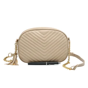 Chain Strap Chevron Quilted Crossbody Shoulder Bag