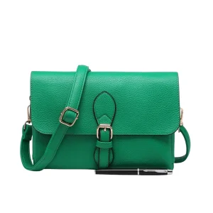 Buckle Flap Closure Faux Leather Crossbody Messenger Bag