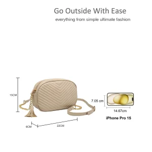 Chain Strap Chevron Quilted Crossbody Shoulder Bag - Image 2
