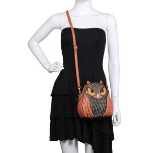 Intricate Embossed Rhinestone Accents Owl Shaped Handbag - Image 6